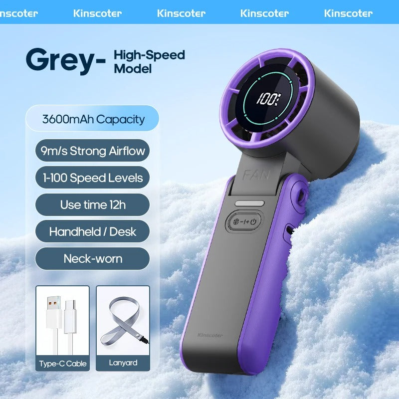 BreezeMate – Foldable High-Speed Handheld Fan |3600mAh- Rechargeable Battery